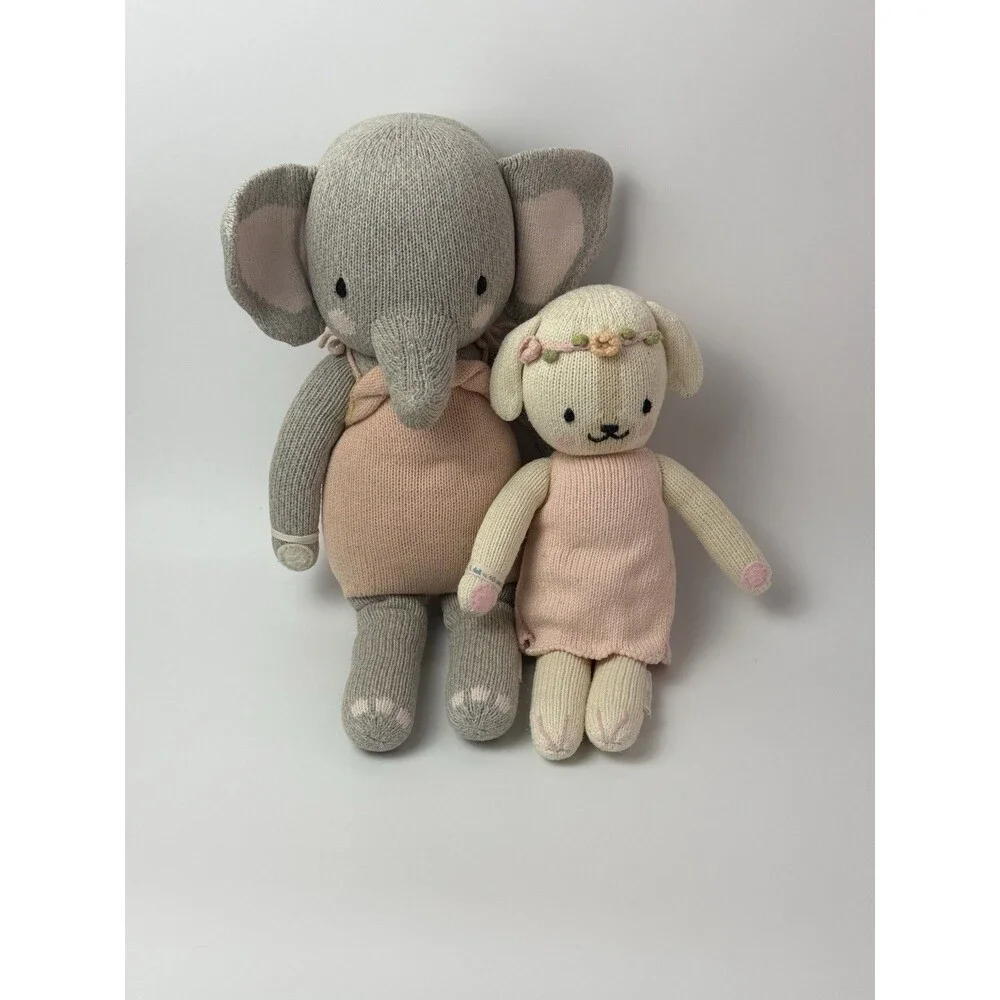 Cuddle + Kind Eloise Elephant Knit Plush Charlotte Dog Doll Stuffed Animal